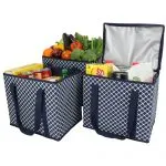 (2 Open + 1 Insulated) Reusable Collapsible Grocery Bags and Insulated Bag